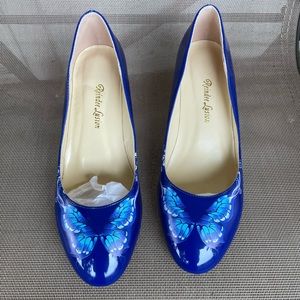 Blue butterfly heels